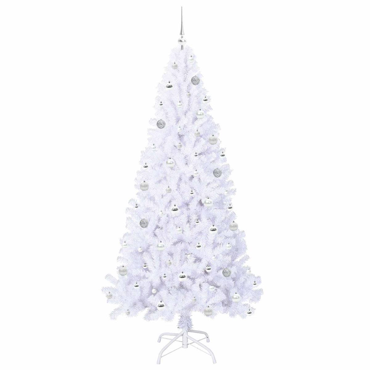 Konstgjord julgran med 300 LED-lampor Vit 210 cm PVC och stål