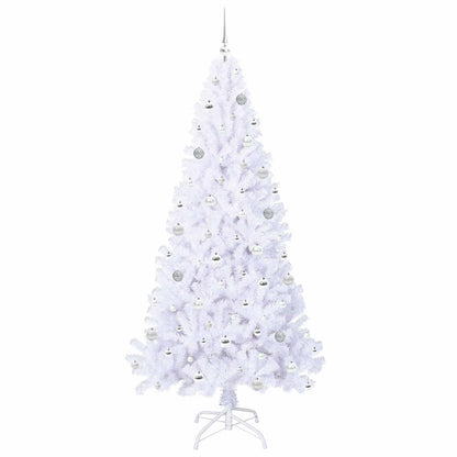Konstgjord julgran med 300 LED-lampor Vit 210 cm PVC och stål