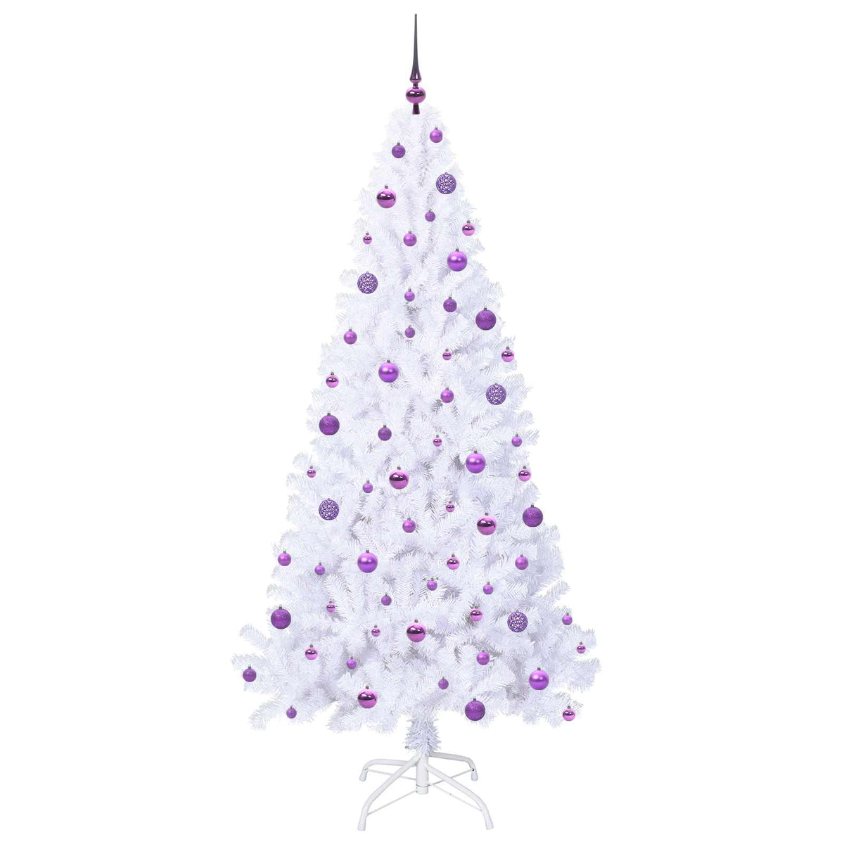 Konstgjord julgran med 300 LED-lampor Vit 210 cm PVC och stål