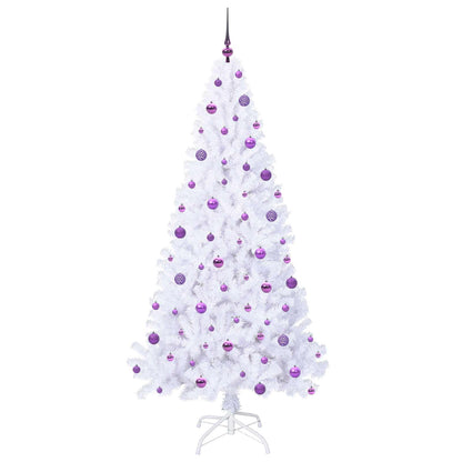 Konstgjord julgran med 300 LED-lampor Vit 210 cm PVC och stål