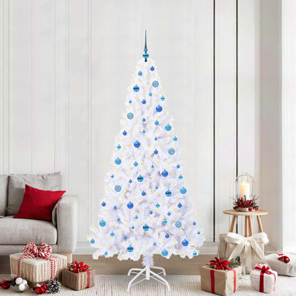 Konstgjord julgran med 300 LED-lampor Vit 210 cm PVC och stål