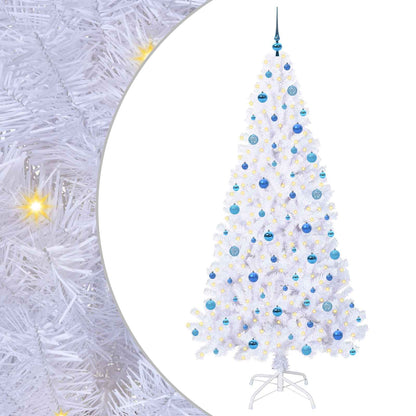 Konstgjord julgran med 300 LED-lampor Vit 210 cm PVC och stål