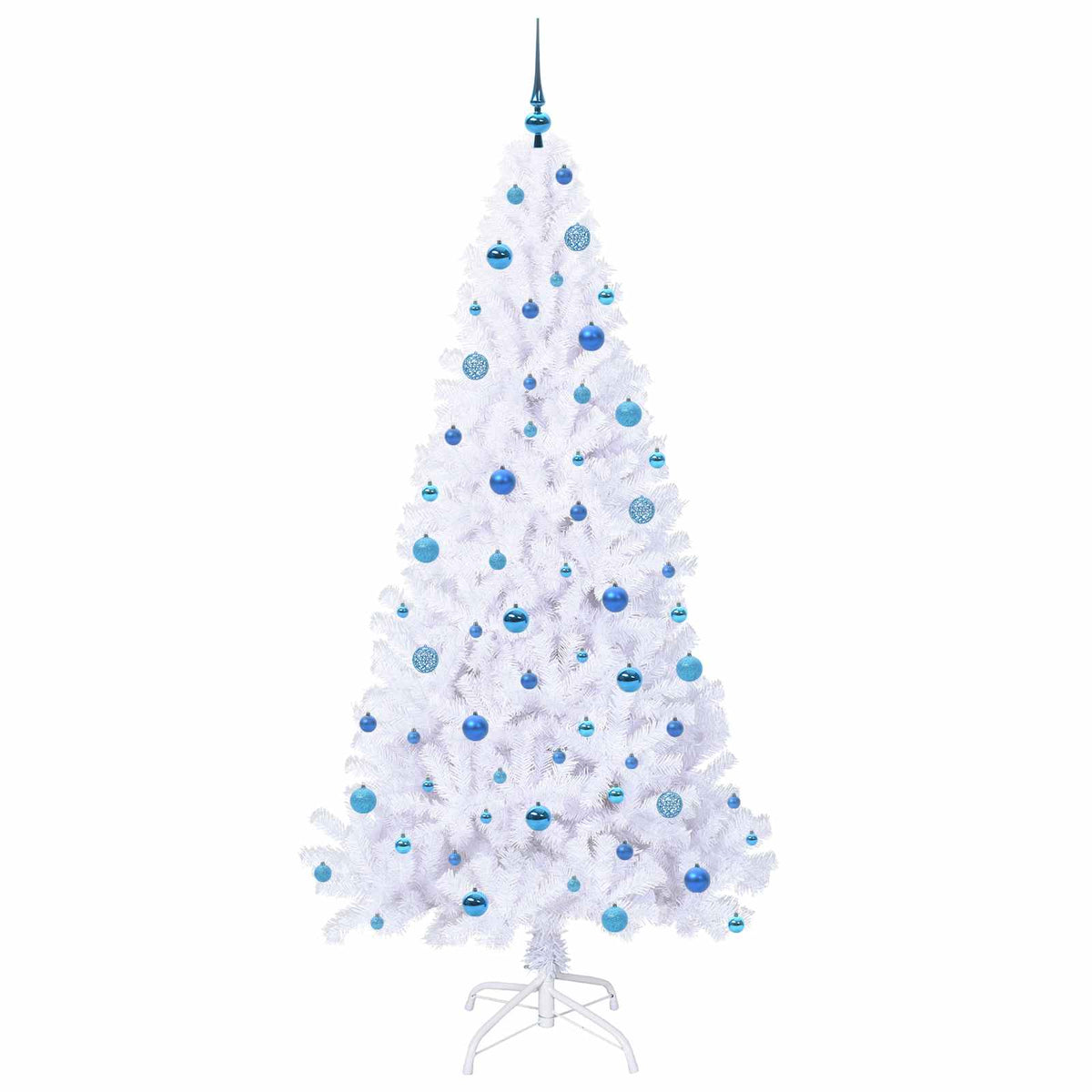 Konstgjord julgran med 300 LED-lampor Vit 210 cm PVC och stål