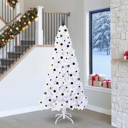 Konstgjord julgran med 300 LED-lampor Vit 240 cm PVC och stål