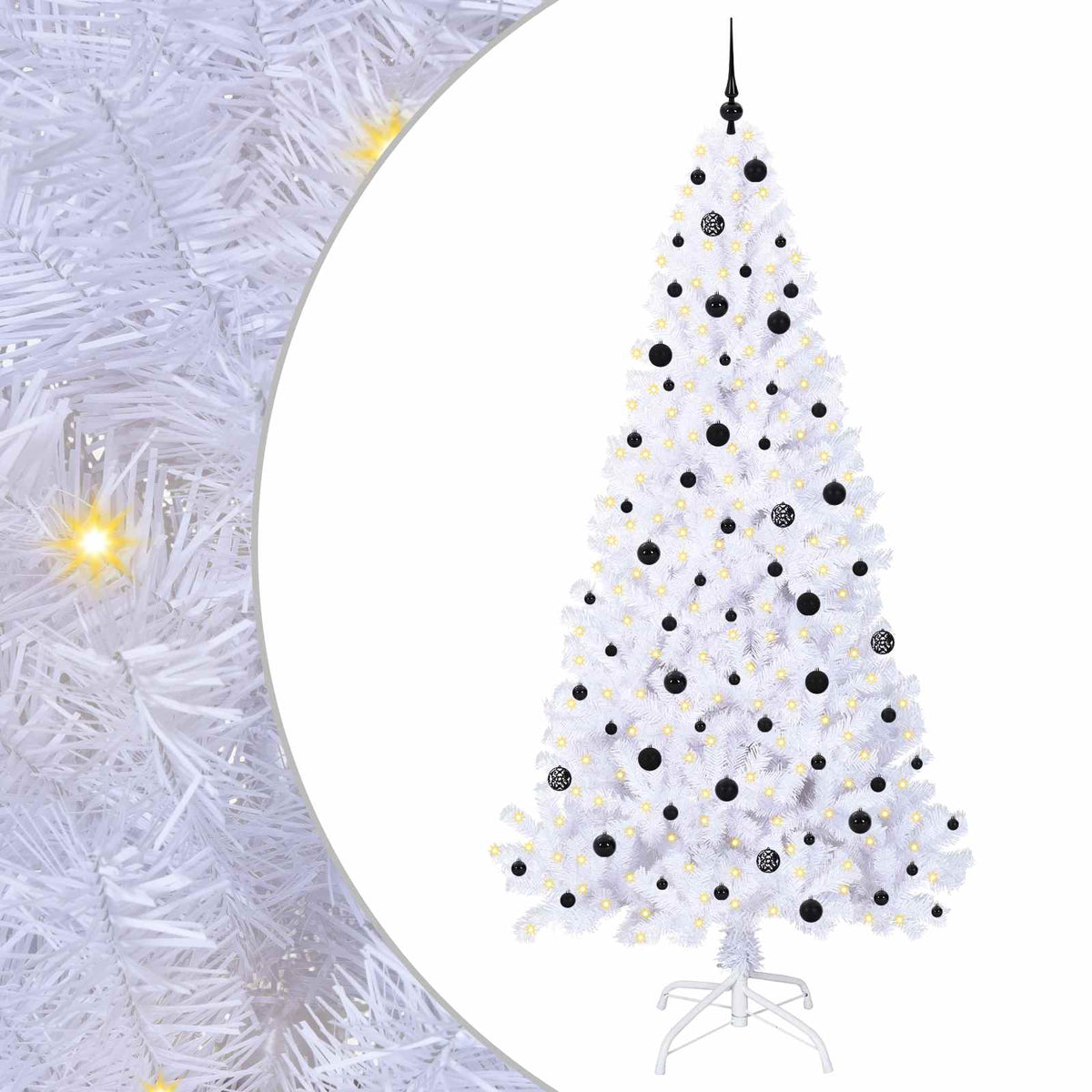 Konstgjord julgran med 300 LED-lampor Vit 240 cm PVC och stål