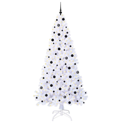 Konstgjord julgran med 300 LED-lampor Vit 240 cm PVC och stål