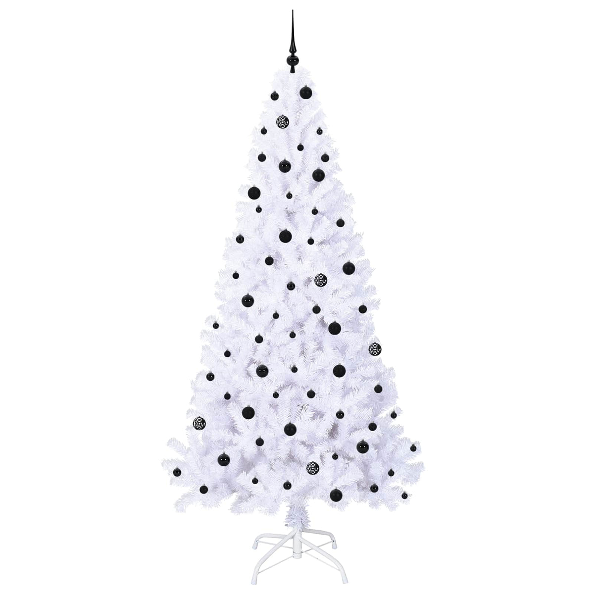 Konstgjord julgran med 300 LED-lampor Vit 240 cm PVC och stål