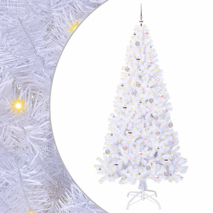 Konstgjord julgran med 300 LED-lampor Vit 240 cm PVC och stål