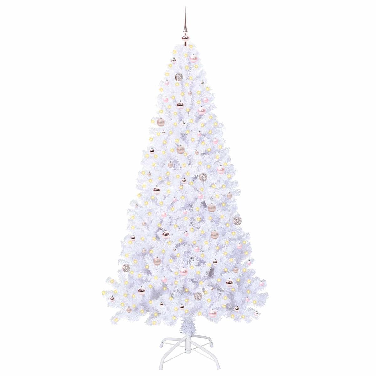 Konstgjord julgran med 300 LED-lampor Vit 240 cm PVC och stål