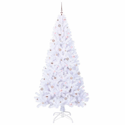 Konstgjord julgran med 300 LED-lampor Vit 240 cm PVC och stål