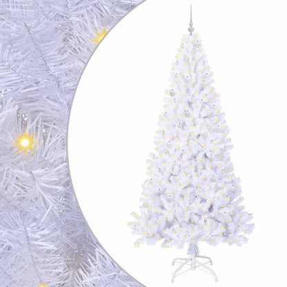 Konstgjord julgran med 300 LED-lampor Vit 240 cm PVC och stål