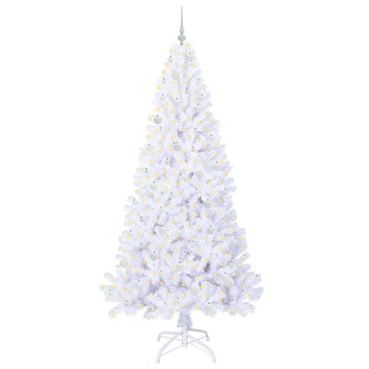 Konstgjord julgran med 300 LED-lampor Vit 240 cm PVC och stål