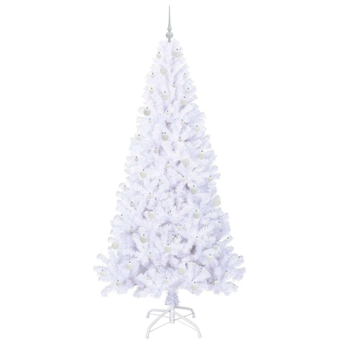 Konstgjord julgran med 300 LED-lampor Vit 240 cm PVC och stål