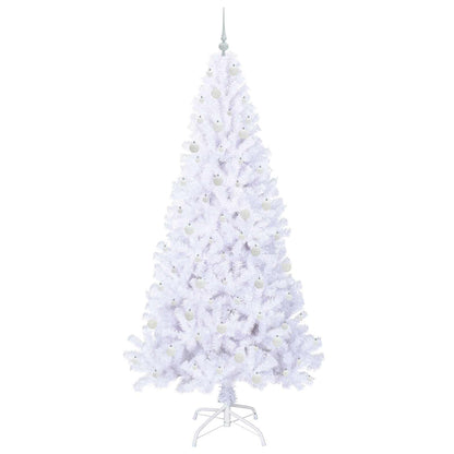 Konstgjord julgran med 300 LED-lampor Vit 240 cm PVC och stål