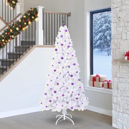 Konstgjord julgran med 300 LED-lampor Vit 240 cm PVC och stål