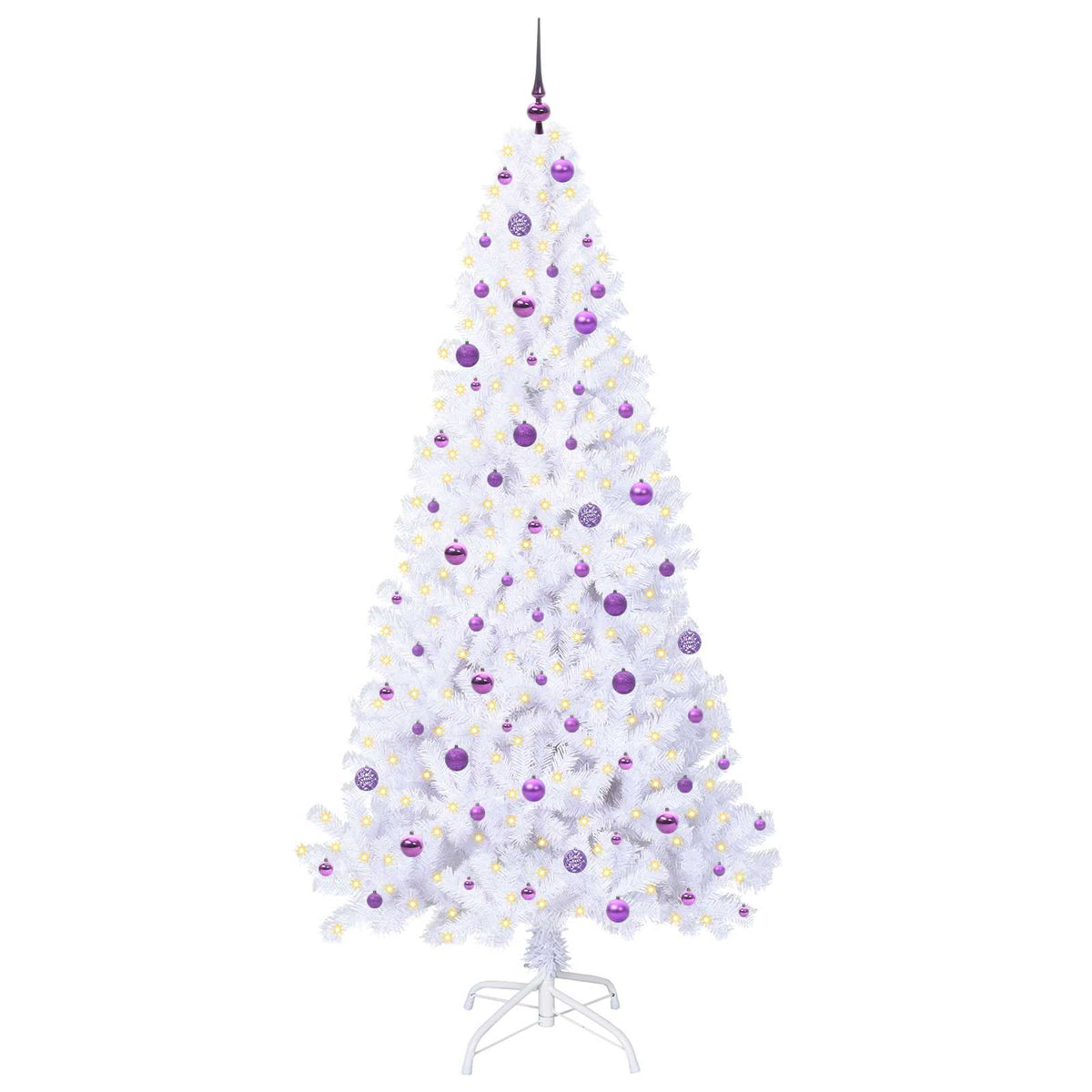 Konstgjord julgran med 300 LED-lampor Vit 240 cm PVC och stål