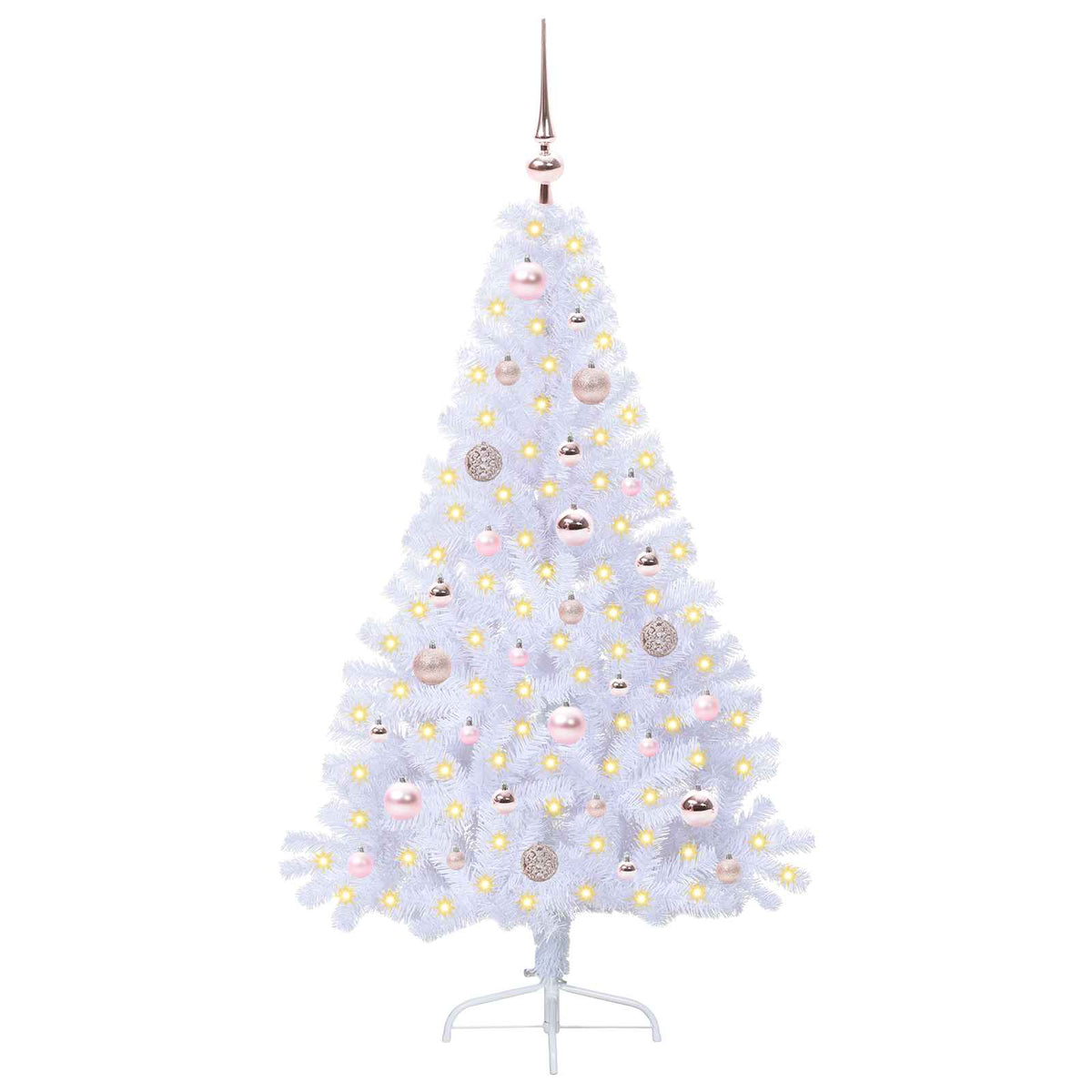 Konstgjord julgran med 150 LED-lampor Vit 150 cm PVC och stål