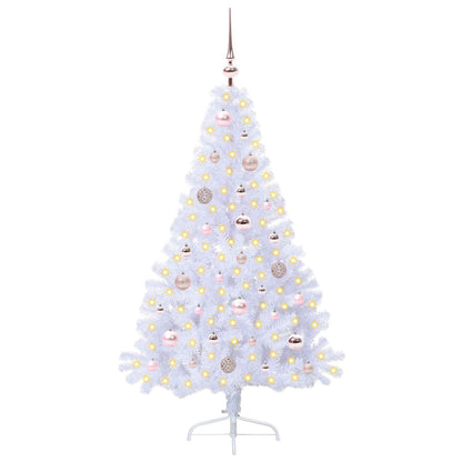Konstgjord julgran med 150 LED-lampor Vit 150 cm PVC och stål