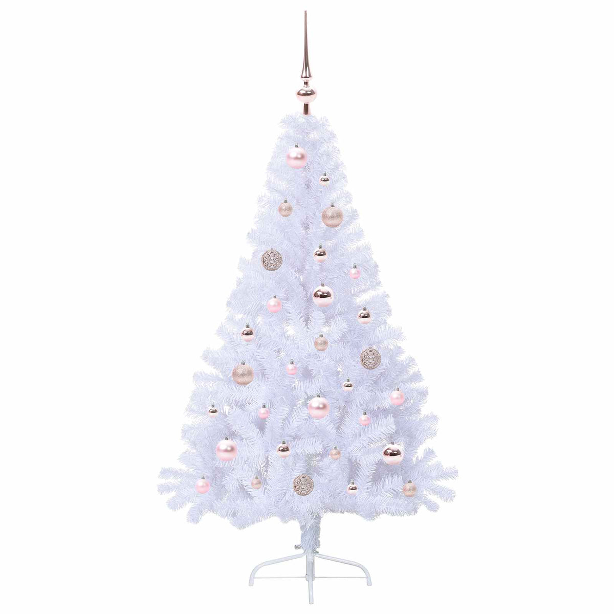 Konstgjord julgran med 150 LED-lampor Vit 150 cm PVC och stål