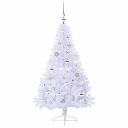 Konstgjord julgran med 150 LED-lampor Vit 150 cm PVC och stål