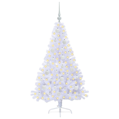 Konstgjord julgran med 150 LED-lampor Vit 150 cm PVC och stål