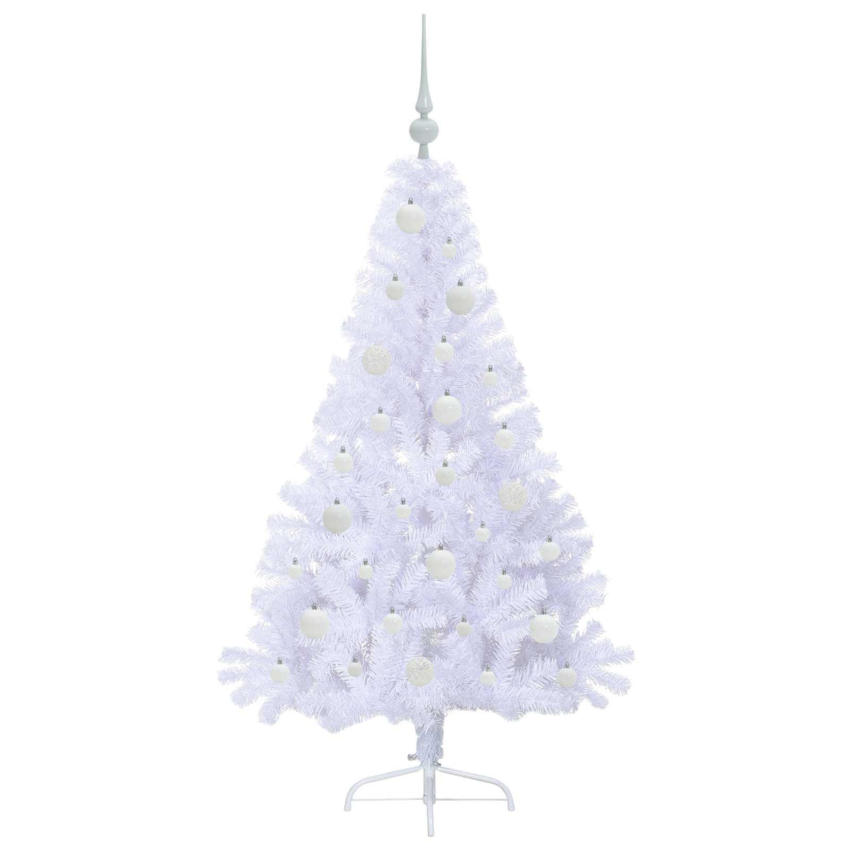 Konstgjord julgran med 150 LED-lampor Vit 150 cm PVC och stål