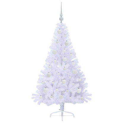Konstgjord julgran med 150 LED-lampor Vit 150 cm PVC och stål