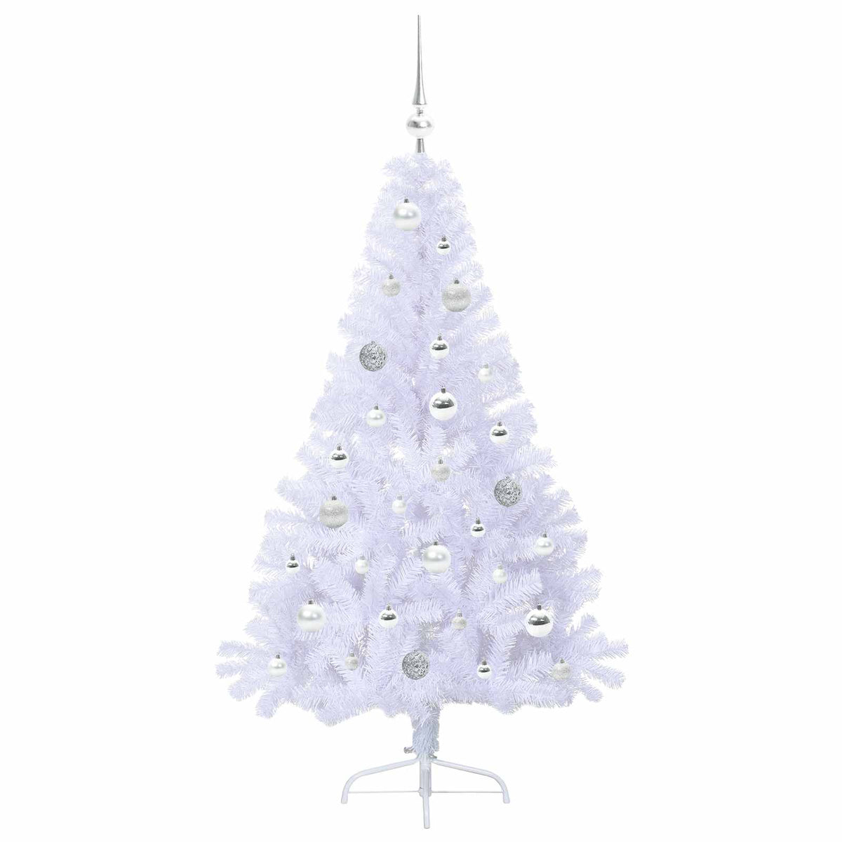 Konstgjord julgran med 150 LED-lampor Vit 150 cm PVC och stål