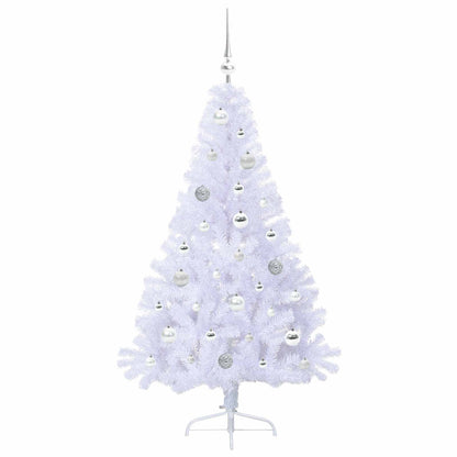Konstgjord julgran med 150 LED-lampor Vit 150 cm PVC och stål