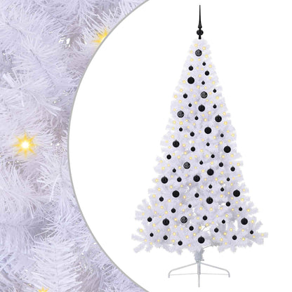Konstgjord julgran med 300 LED-lampor Vit 210 cm PVC och stål