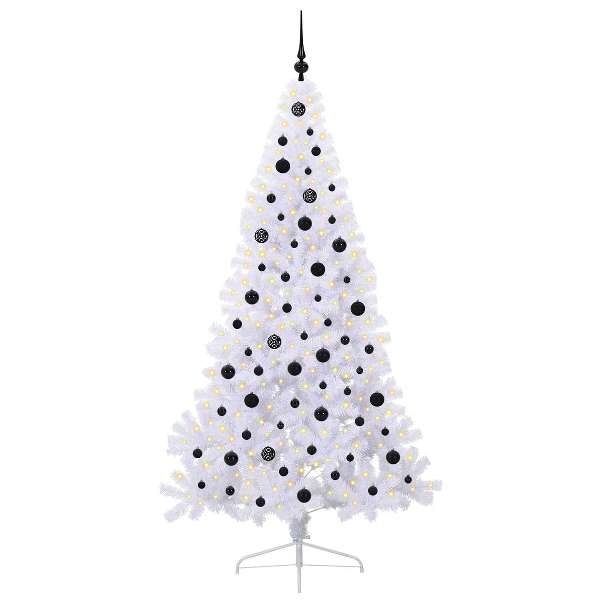 Konstgjord julgran med 300 LED-lampor Vit 210 cm PVC och stål