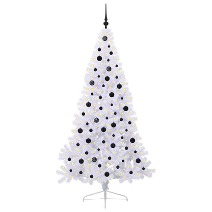 Konstgjord julgran med 300 LED-lampor Vit 210 cm PVC och stål