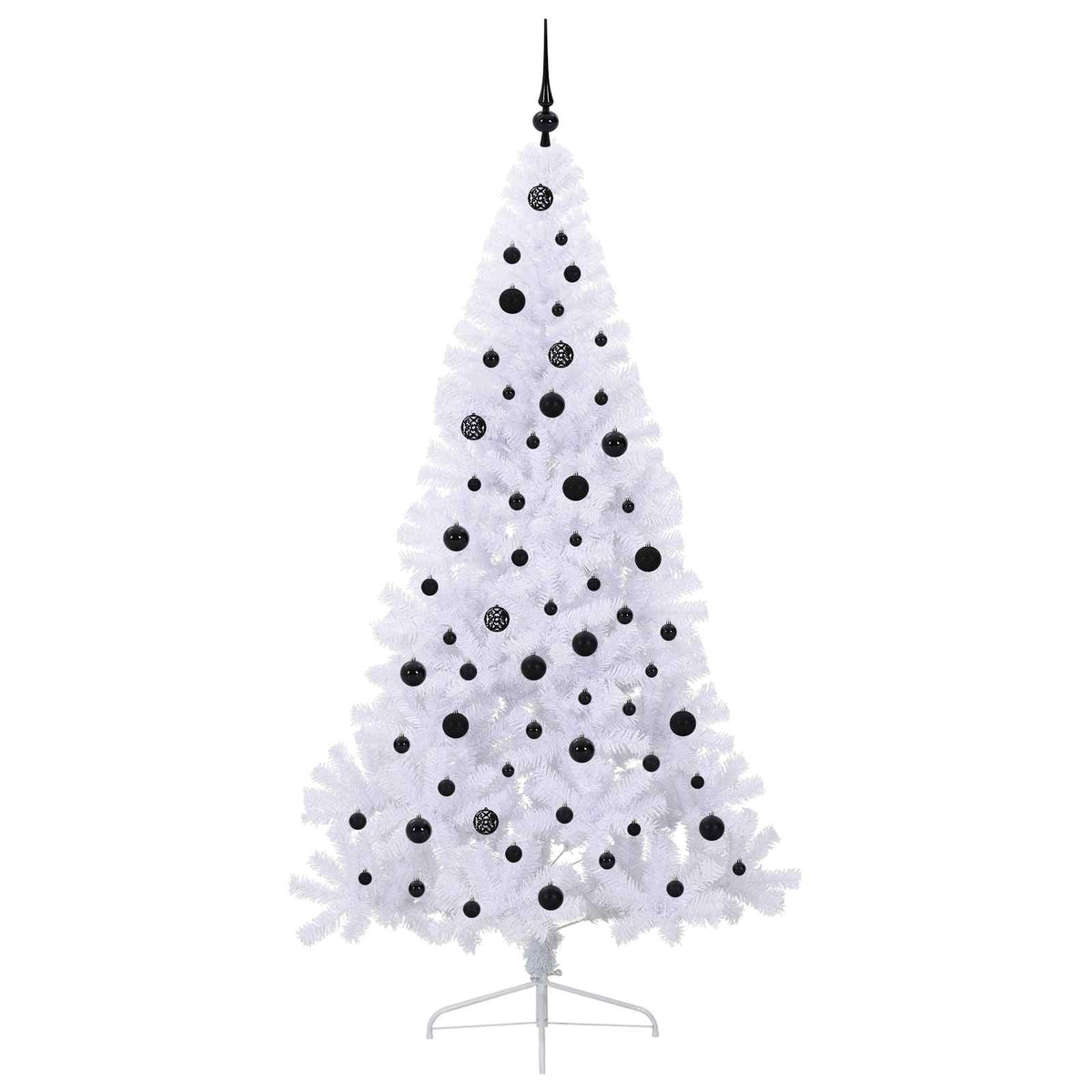 Konstgjord julgran med 300 LED-lampor Vit 210 cm PVC och stål
