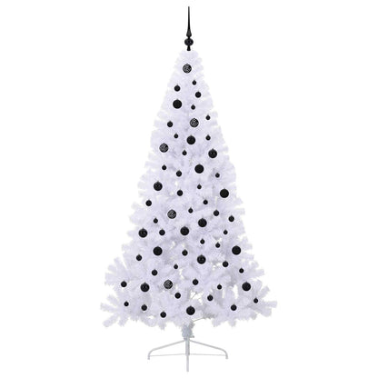 Konstgjord julgran med 300 LED-lampor Vit 210 cm PVC och stål