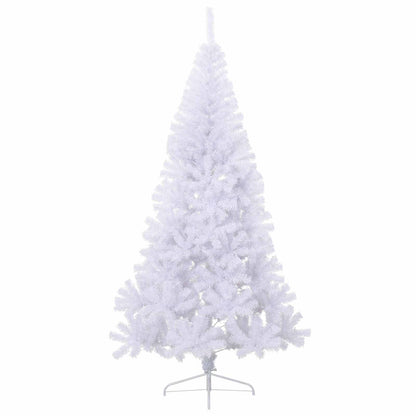 Konstgjord julgran med 300 LED-lampor Vit 210 cm PVC och stål