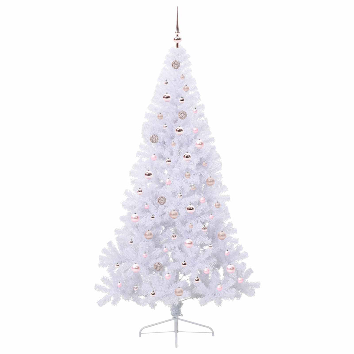Konstgjord julgran med 300 LED-lampor Vit 210 cm PVC och stål