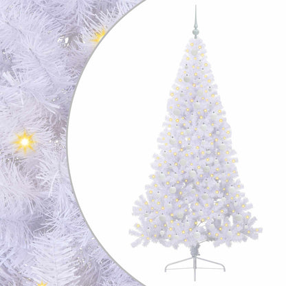 Konstgjord julgran med 300 LED-lampor Vit 210 cm PVC och stål