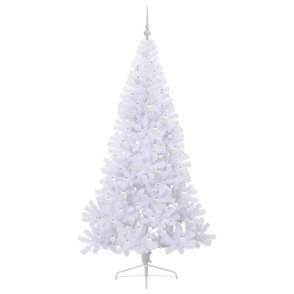 Konstgjord julgran med 300 LED-lampor Vit 210 cm PVC och stål