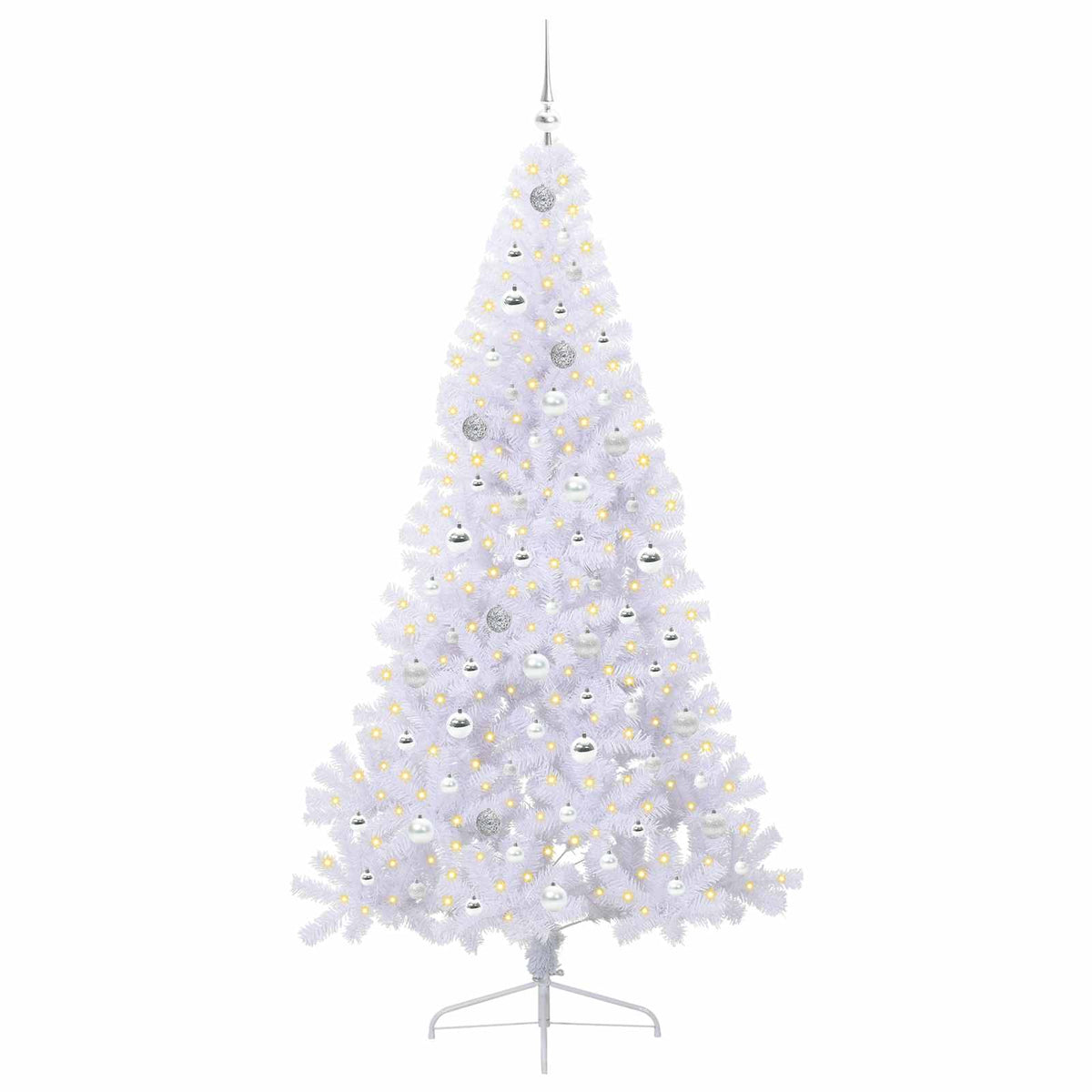 Konstgjord julgran med 300 LED-lampor Vit 210 cm PVC och stål