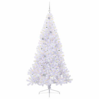 Konstgjord julgran med 300 LED-lampor Vit 210 cm PVC och stål
