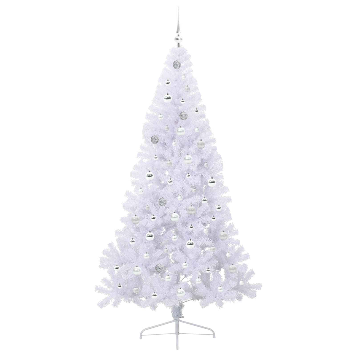 Konstgjord julgran med 300 LED-lampor Vit 210 cm PVC och stål