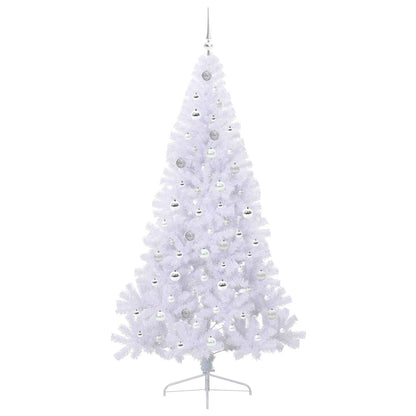 Konstgjord julgran med 300 LED-lampor Vit 210 cm PVC och stål