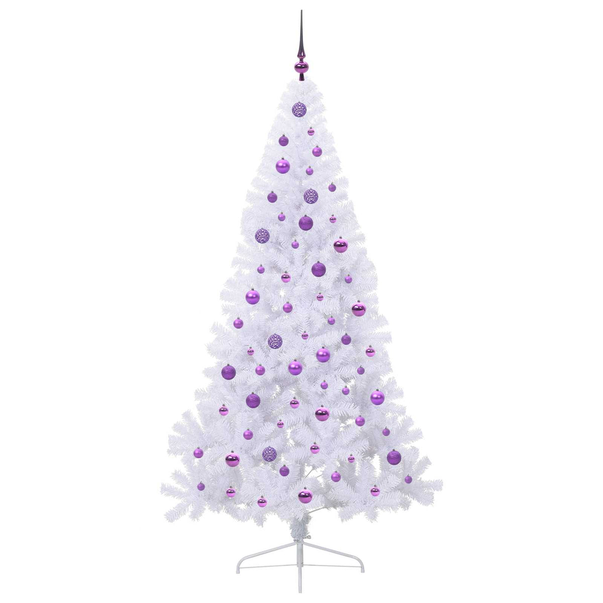 Konstgjord julgran med 300 LED-lampor Vit 210 cm PVC och stål