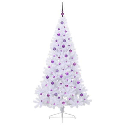 Konstgjord julgran med 300 LED-lampor Vit 210 cm PVC och stål