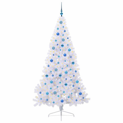 Konstgjord julgran med 300 LED-lampor Vit 210 cm PVC och stål