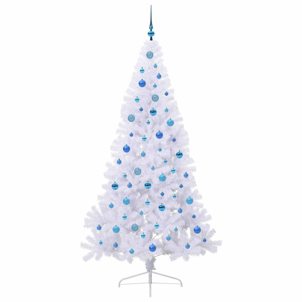 Konstgjord julgran med 300 LED-lampor Vit 210 cm PVC och stål