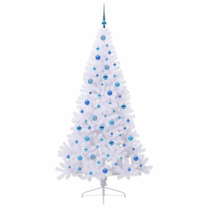 Konstgjord julgran med 300 LED-lampor Vit 210 cm PVC och stål