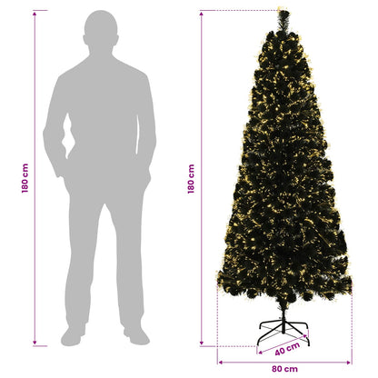 Fiberoptisk julgran 180 cm 24 LED-lampor Varmvit PVC Grön