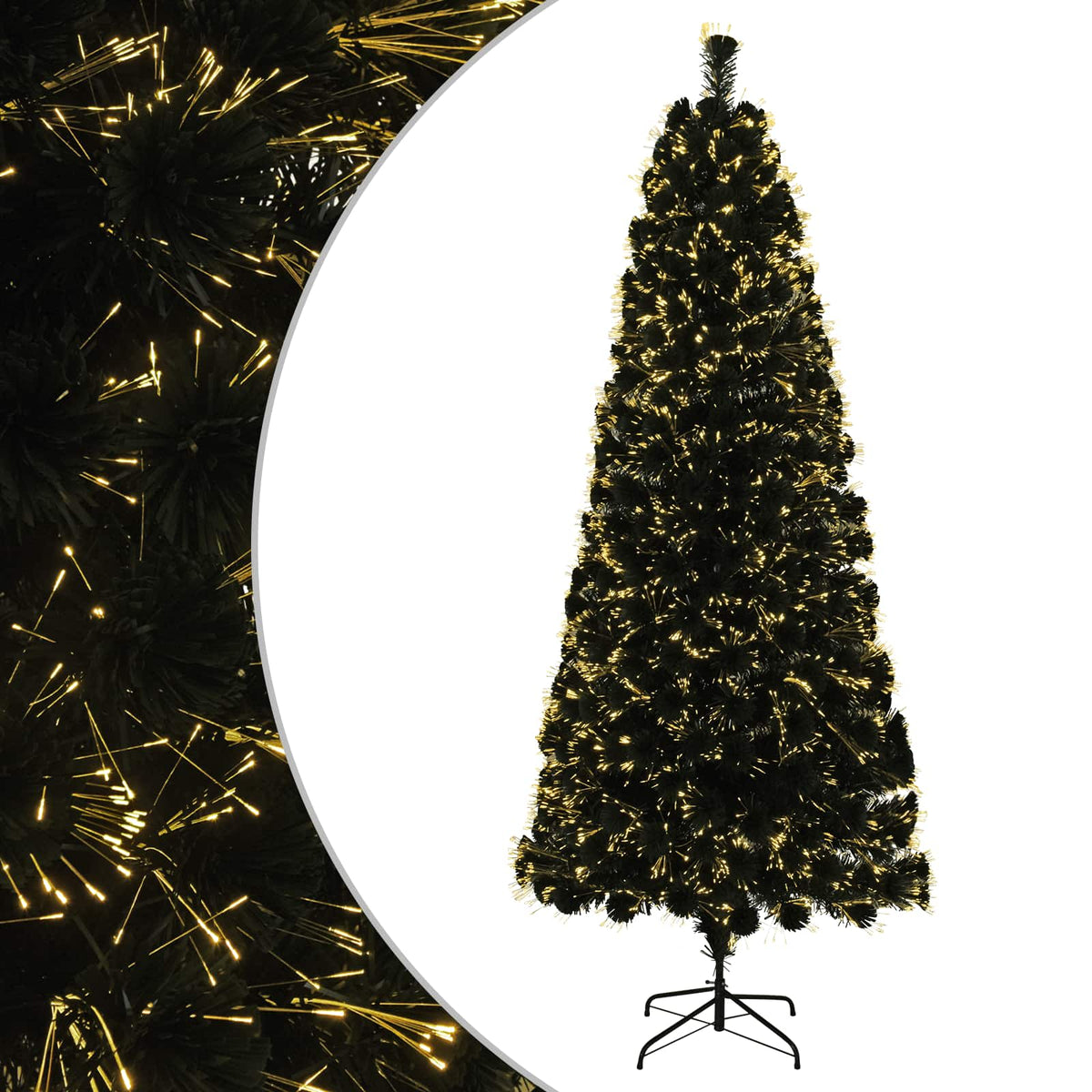 Fiberoptisk julgran 210 cm 24 LED-lampor Varmvit PVC Grön