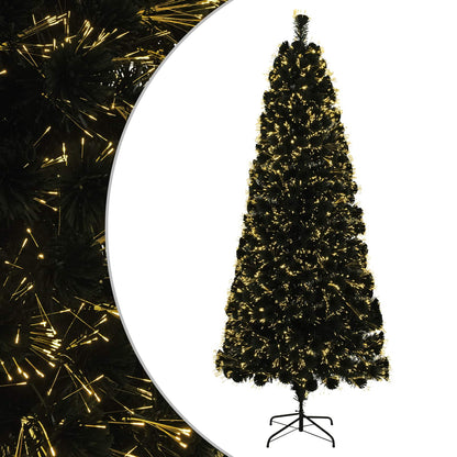 Fiberoptisk julgran 210 cm 24 LED-lampor Varmvit PVC Grön